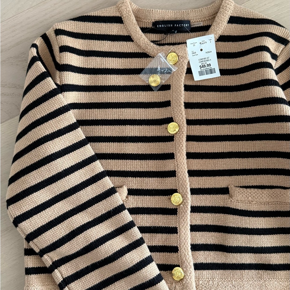 English Factory Black and Tan Striped Sweater